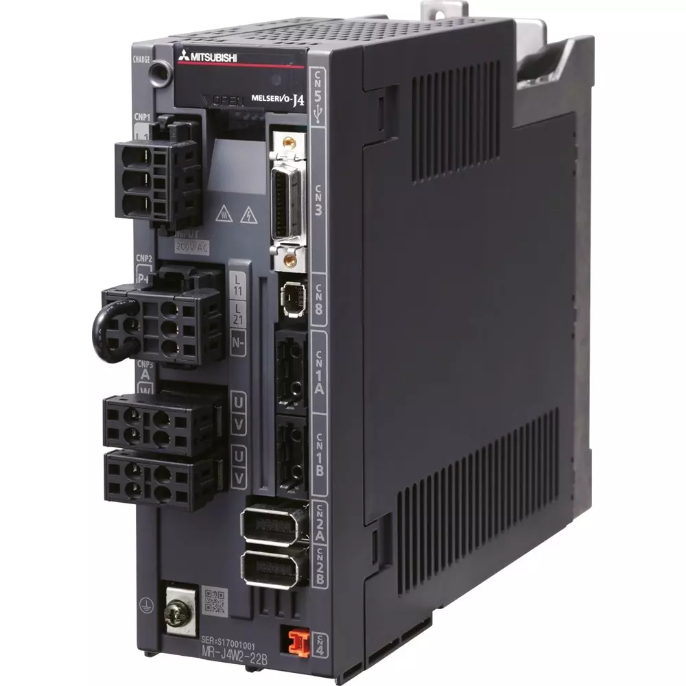 Mitsubishi Electric MELSERVO-J4 - MR-J4 Series Digital AC-Servo Amplifier with 1 kW Active Power, 2 Axis and 3 Phase 230 V Power Supply, MR-J4W2-1010B