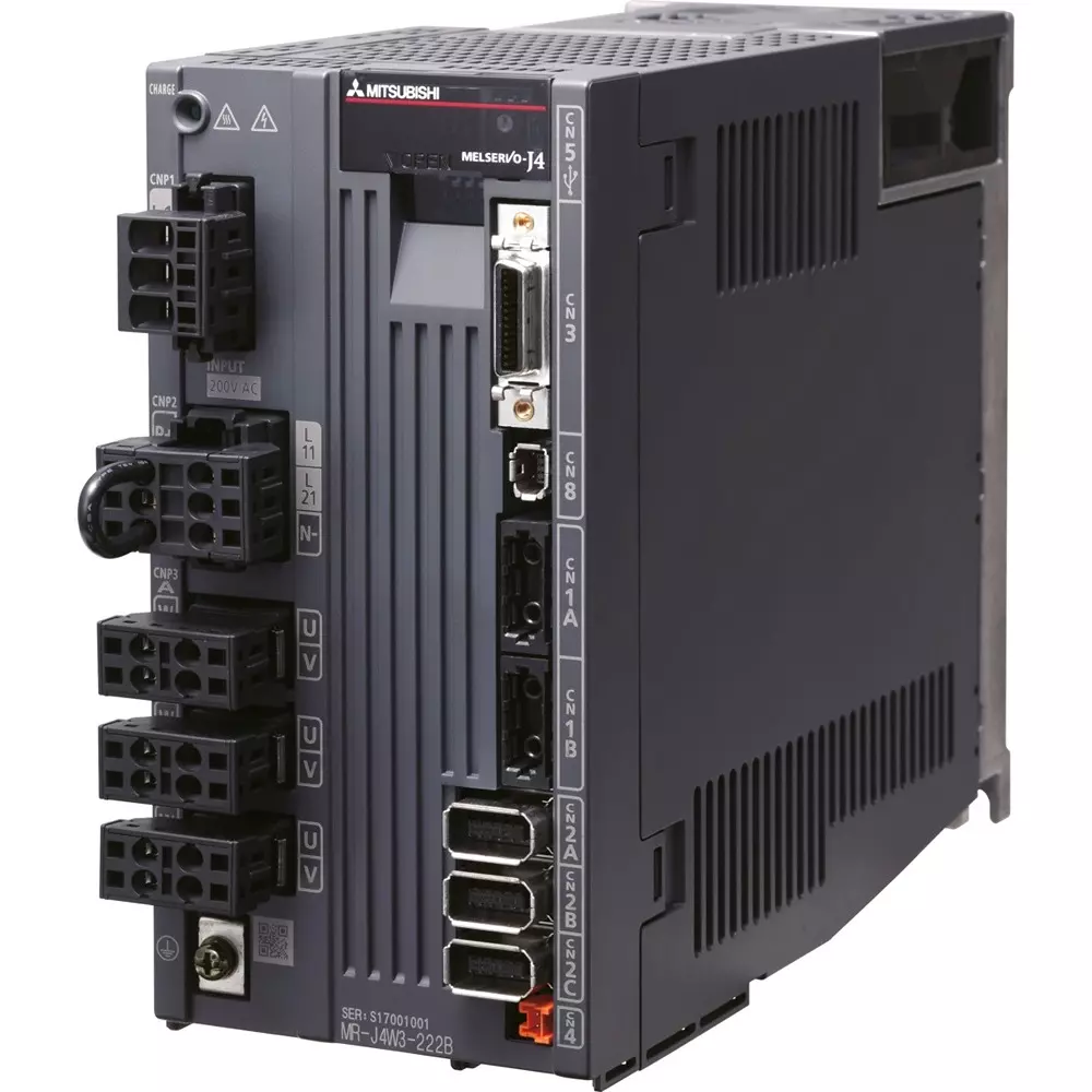 Mitsubishi Electric MELSERVO-J4 - MR-J4 Series Digital AC-Servo Amplifier with 0.4 kW Active Power, 3 Axis and 3 Phase 230 V Power Supply, MR-J4W3-444B