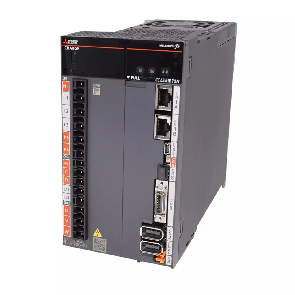 Mitsubishi Electric MELSERVO-J5 Series Digital AC-Servo Amplifier with 3.5 kW Active Power, CC-LINK IE TSN Interface and 3 Phase 400 V Power Supply, MR-J5-350G4