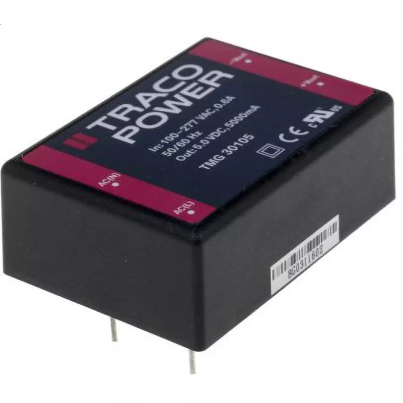 TRACO POWER Switching Power Supply 5 V DC Voltage 25 W Rated Power, TMG 30105