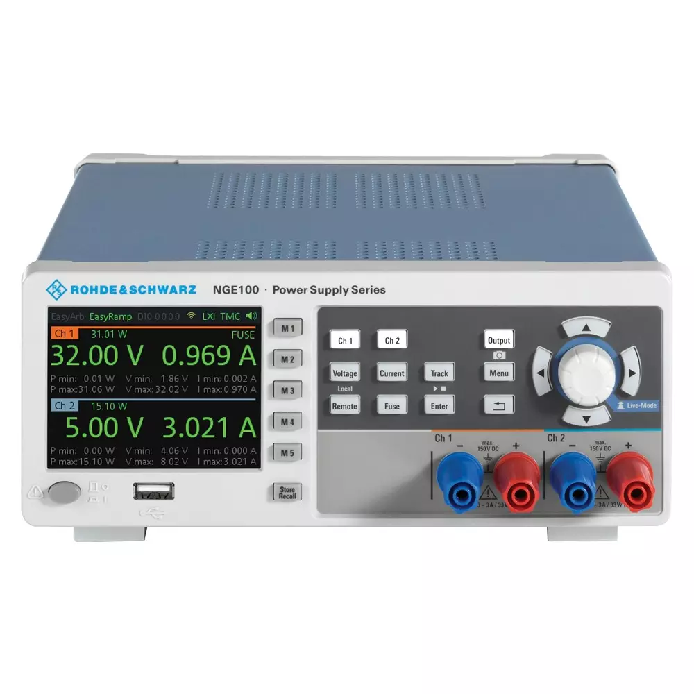 ROHDE & SCHWARZ Power Supply, Bench, 2Ch, 3A, 32V, 66W., NGE102B