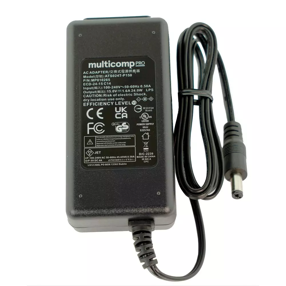 MULTICOMP PRO AC/DC Power Supply 1 Output 15 VDC 24 W, MP010265