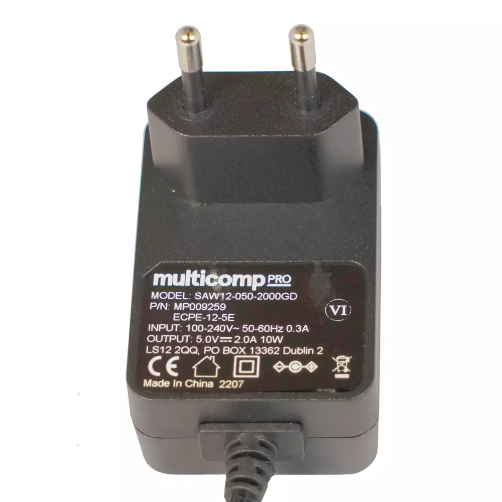MULTICOMP PRO AC/DC Power Supply 1 Output 5 VDC 12 W, MP009259