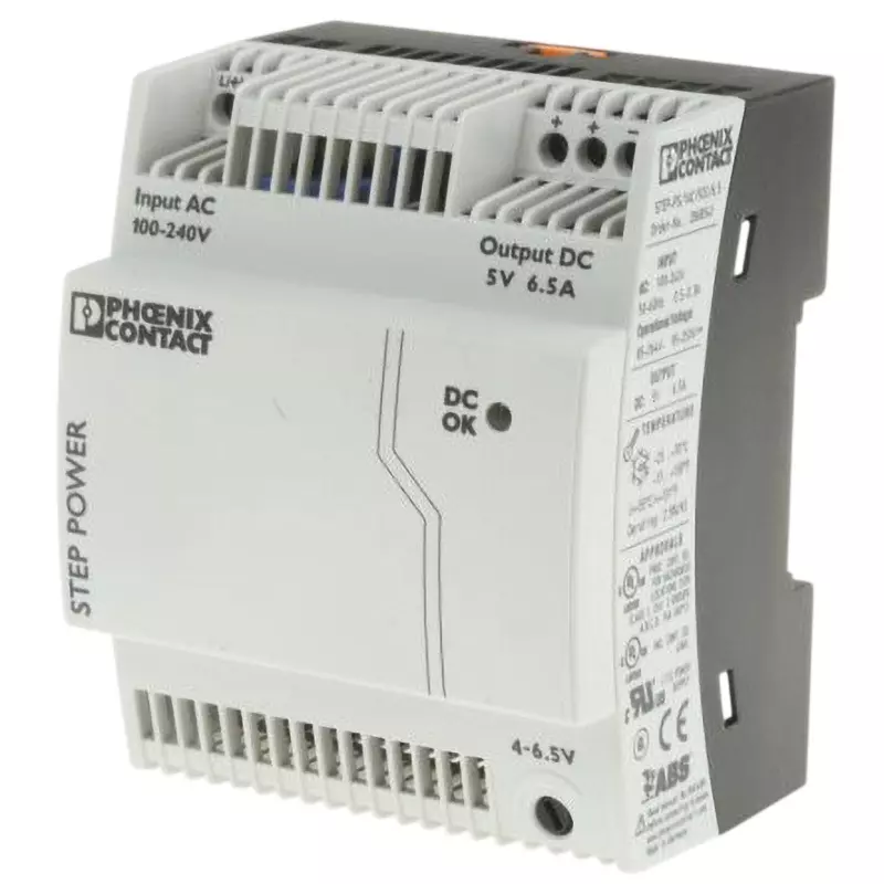 PHOENIX Switching Power Supply 32.5 W Rated Power 5 V DC, 2868541