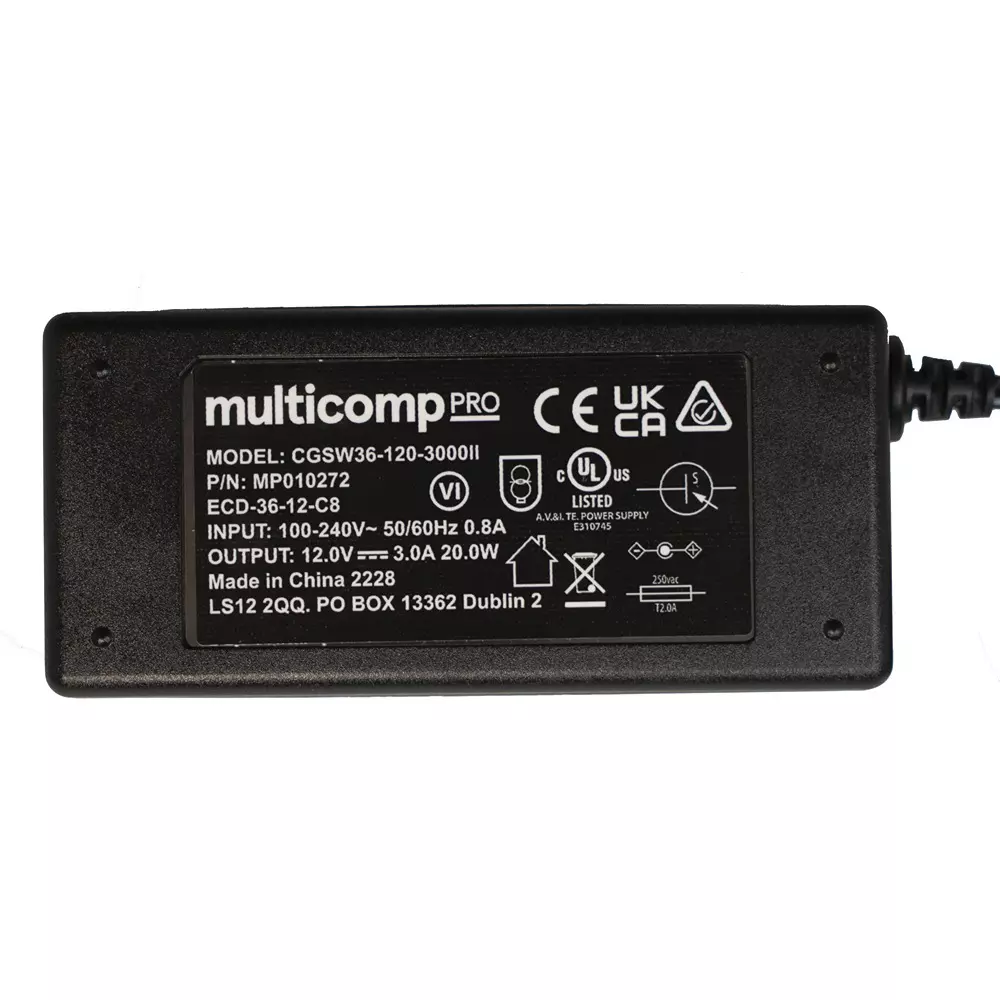 MULTICOMP PRO AC/DC Power Supply 1 Output 12 VDC 36 W, MP010272