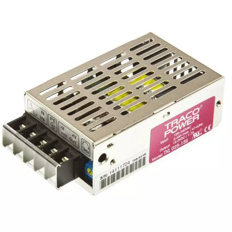 TRACO POWER Switching Power Supply 15 V DC Voltage 25 W Rated Power, TXL 025-15S