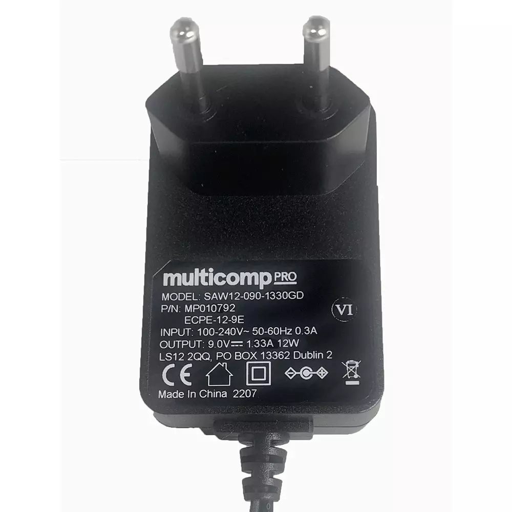 MULTICOMP PRO AC/DC Power Supply 1 Output 9 VDC 12 W, MP010792