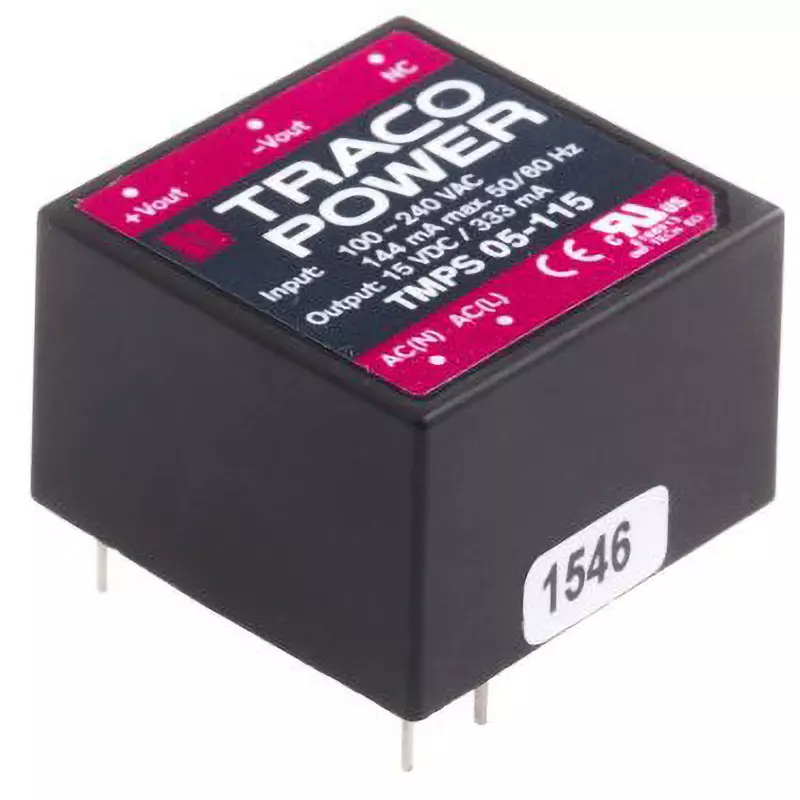 TRACO POWER Switching Power Supply 15 V DC Voltage 5 W Rated Power, TMPS 05-115