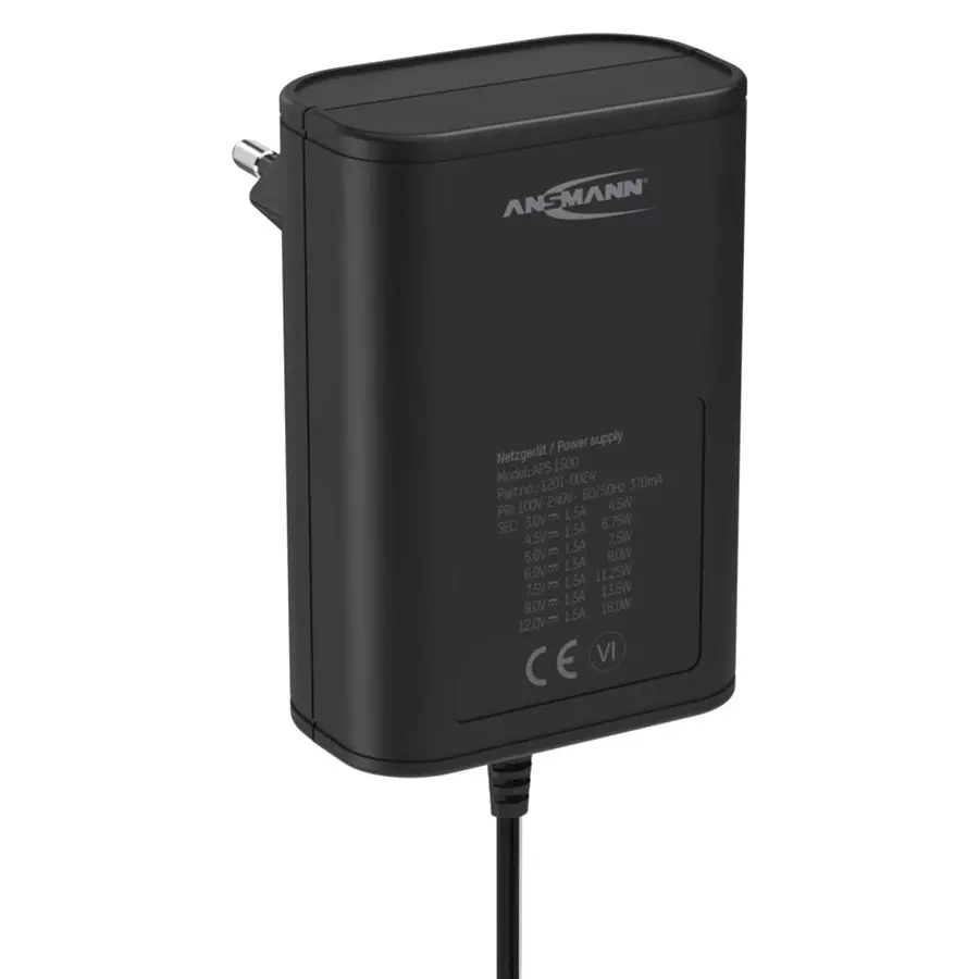 ANSMANN AC-DC Power Supply 1 Output 18 W Maximum Output Power, 1201-0024