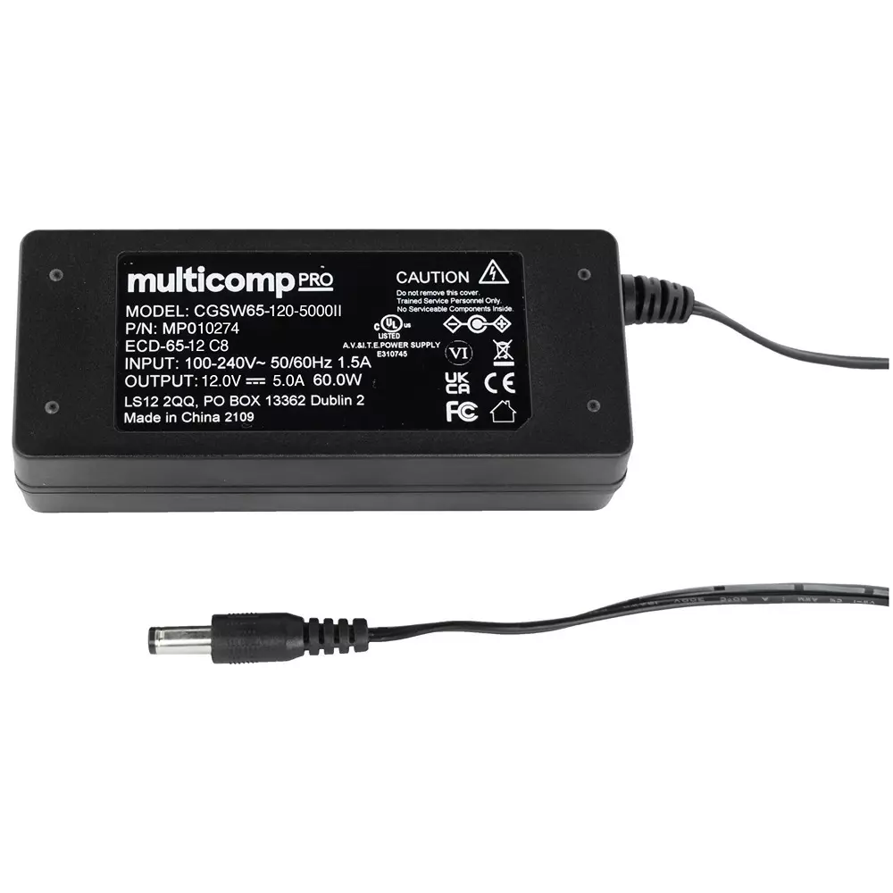 MULTICOMP PRO AC/DC Power Supply 1 Output 12 VDC 60 W, MP010274