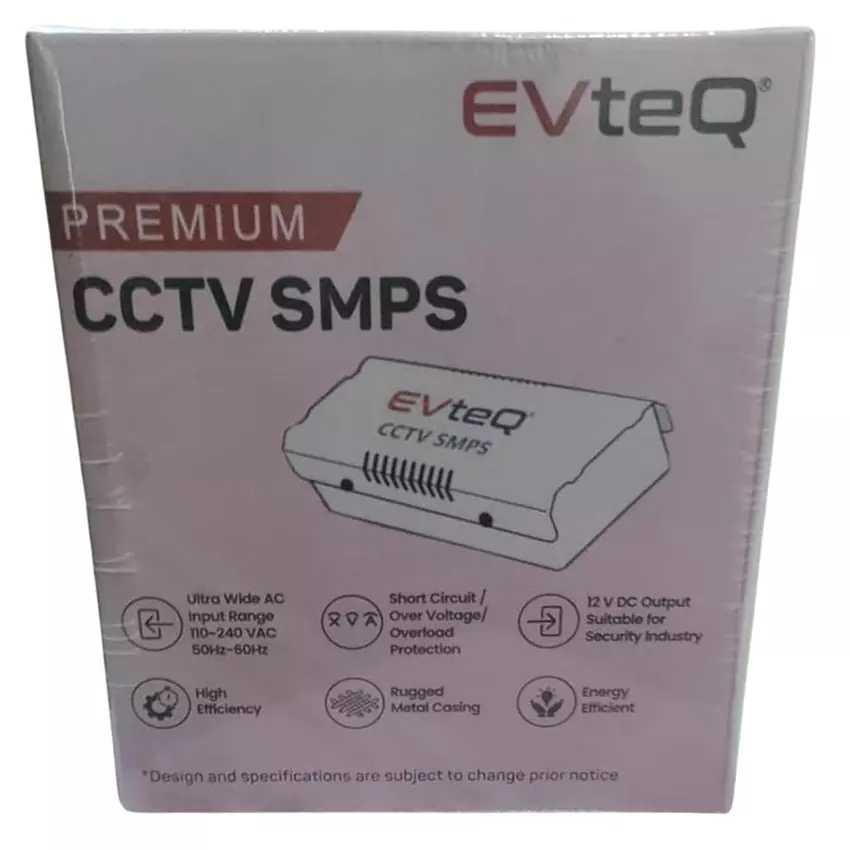 EVTeq Power Supply Unit White Metal 3 A to 6 A 100–300 V AC for CCTV Systems Use, EV-PS-1204-MS