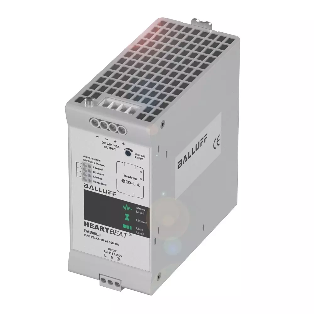 BALLUFF Heartbeat Power Supply Unit DIN Rail Mount Aluminium 10 A 240 W with IO-Link Interface, BAE00LJ