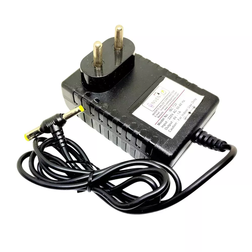 Invento DC Power Supply Adaptor 6 W Power 6 V/1 A Output Voltage/Current with 1 m Cable Length, ISC 720-4Y (Pack of 8 Pcs)