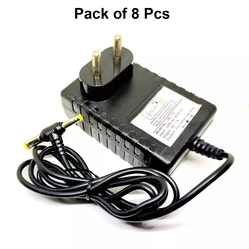 invento-dc-power-supply-adaptor-6-w-power-6-v1-a-output-voltagecurrent-with-1-m-cable-length-isc-720-4y-pack-of-8-pcs