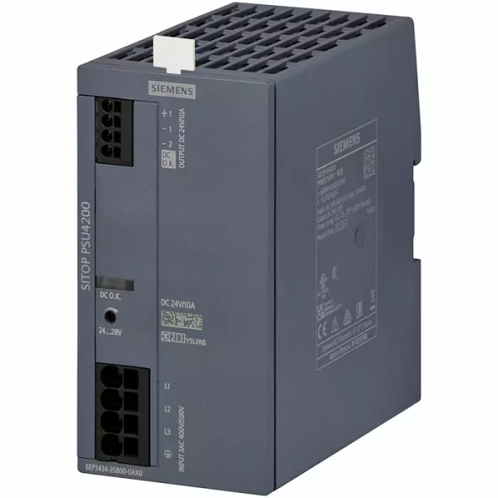 Siemens Power Supply, 6EP3334-3SB00-0AX0, 24V, 10A, 240W, 85 - 132V Input Voltage, 6EP33343SB000AX0