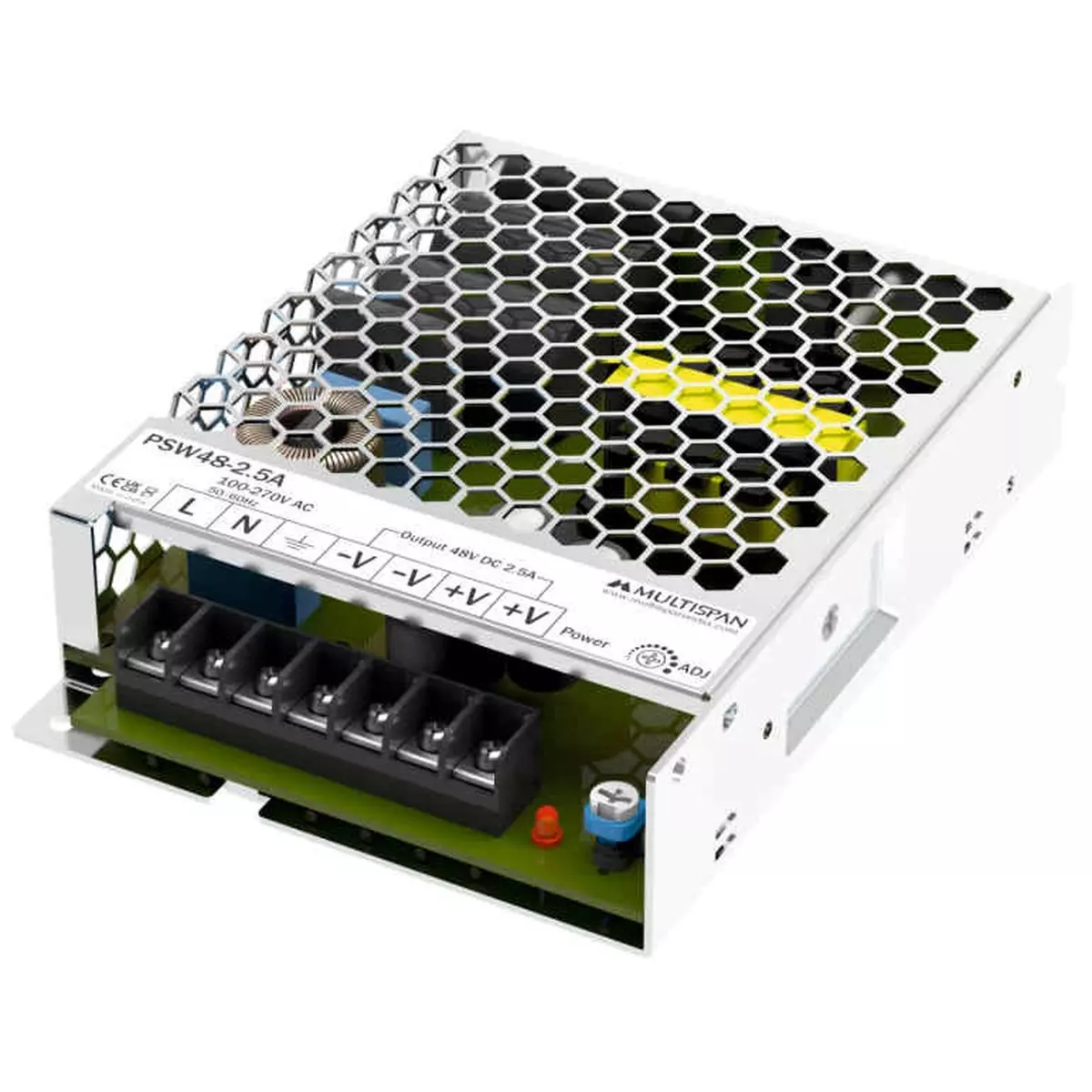 Multispan Switch Mode Power Supply 2.0 A@100 V AC, 0.8 A@270 V AC Current and 2.5 A at 48 V, 2.1 A at 56 V Output Current, PSW48-2.5A