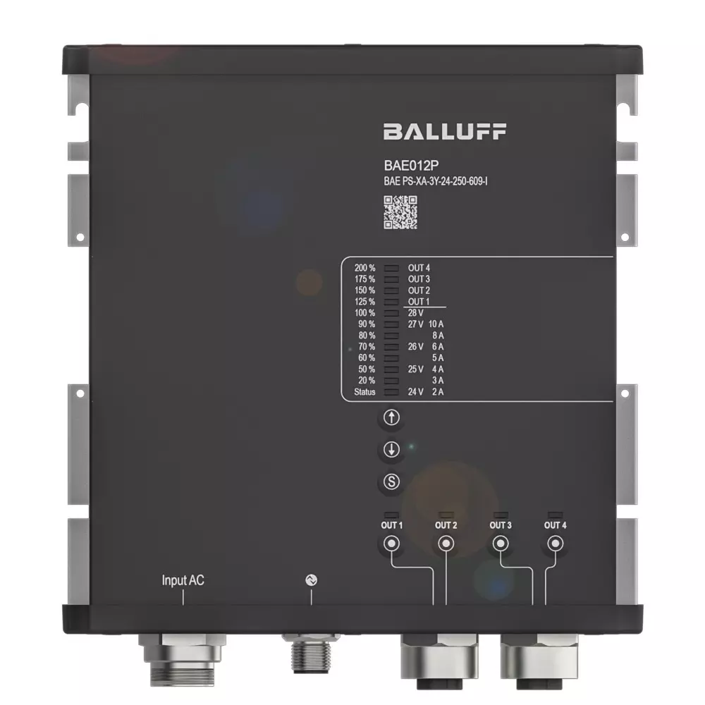 BALLUFF Field Power Supply Flange Mount Aluminium PET 25 A 600 W with IO-Link Interface, BAE012P