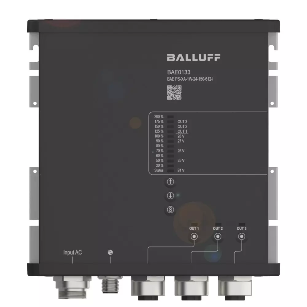 BALLUFF Field Power Supply Flange Mount Aluminium PET 12.5 A 300 W with IO-Link Interface, BAE0133