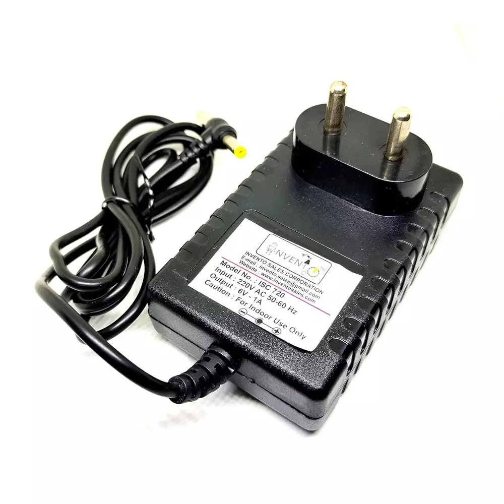 invento-dc-power-supply-adaptor-6-w-power-6-v1-a-output-voltagecurrent-with-1-m-cable-length-isc-720-2y-pack-of-4-pcs