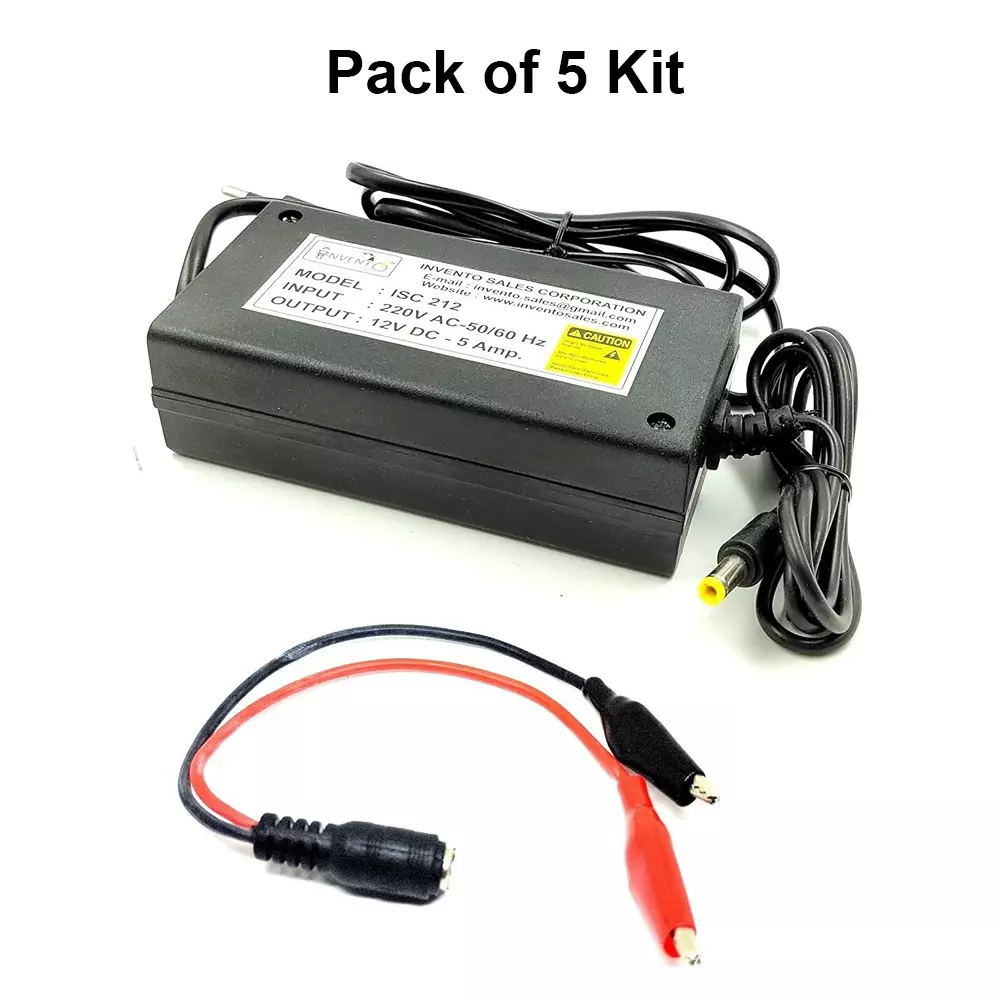 invento-dc-power-supply-adaptor-12-v-5-a-55x25-mm-60-w-20-awg-dc-jack-silicone-wire-with-alligator-clip-isc-212-cl-3-pack-of-5-kit