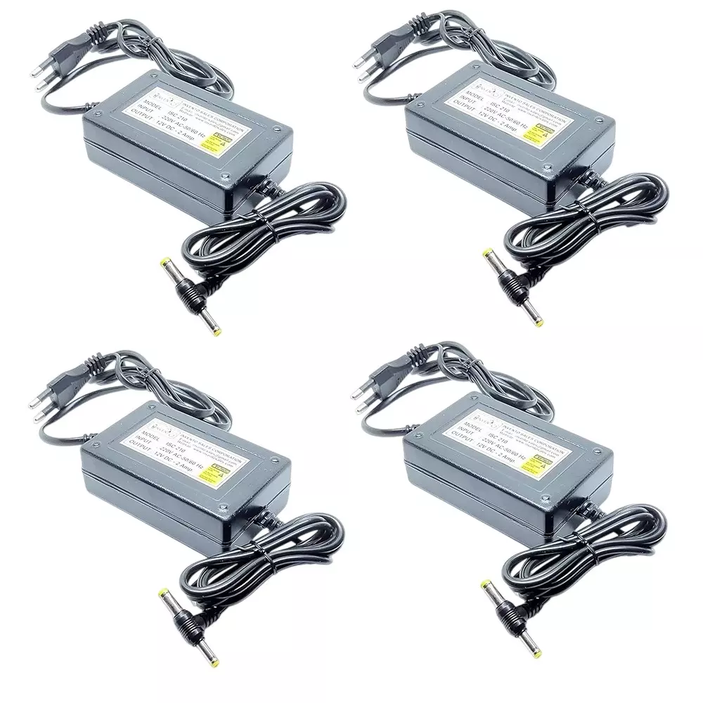 Invento DC Power Supply Adaptor 5.5x2.5 mm Jack Size 24 W Wattage 12 V/2 A Output Voltage/Current, ISC 210-2 (Pack of 4 Pcs)