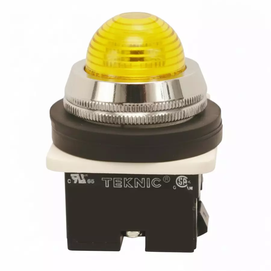 Teknic Illuminated Flush Actuator With Pilot Light 110 VAC Yellow Bulb Color & Yellow Lens, PLBR8L