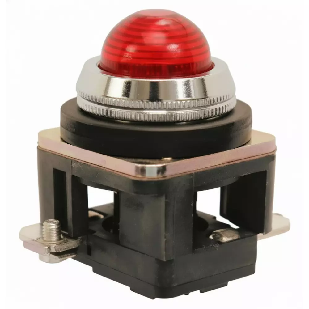 Teknic Illuminated Flush Actuator With Led Bulb MCB15 24 VDC Red Bulb Color & Red Lens, PLB4LB