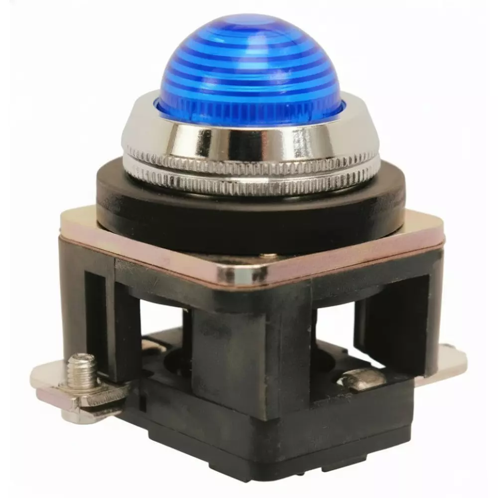 Teknic Illuminated Flush Actuator With Led Bulb MCB15 230 VAC Blue Bulb Color & Blue Lens, PLB6LB