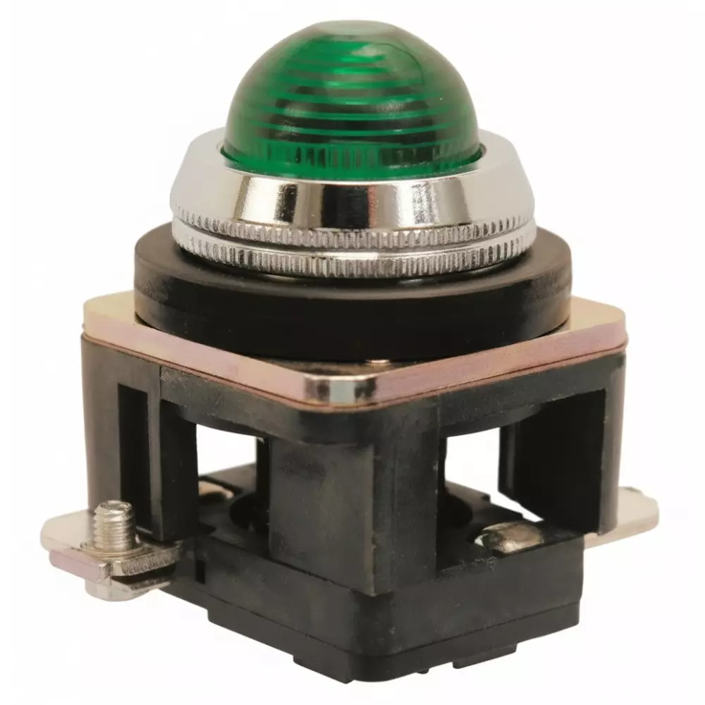 Teknic Illuminated Flush Actuator With Led Bulb MCB15 220 VDC Green Bulb Color & Green Lens, PLB3LB
