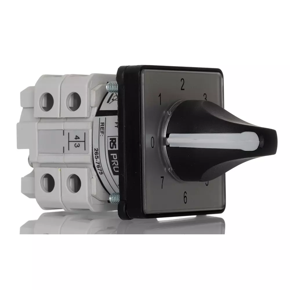 RS PRO Knob Actuator 50x50x85.5 mm Screw Terminal Knob 1NO 16 Amp 8 Positions, 2657675