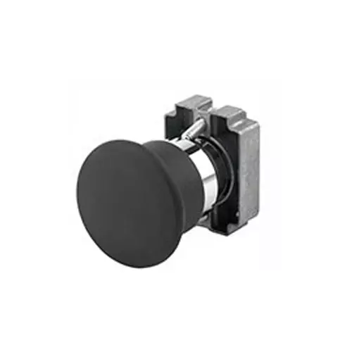 TNI Metal Mushroom Actuator Black Color 22.5 mm Cut Out Diameter and 40 mm Latching, AM22-M40-BK