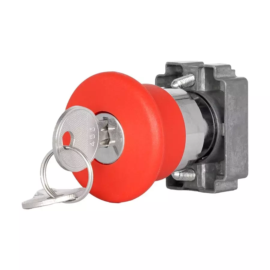 TNI Metal Emergency Actuator With Key 50/60 Hz Operating Frequency 22.5 mm Cut Out Diameter and 40 mm Latching, KY-EA40-R