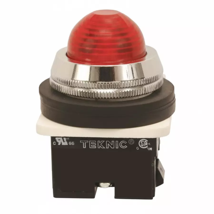 Teknic Illuminated Flush Actuator With Pilot Light 110 VDC Red Bulb Color & Red Lens, PLBR4L