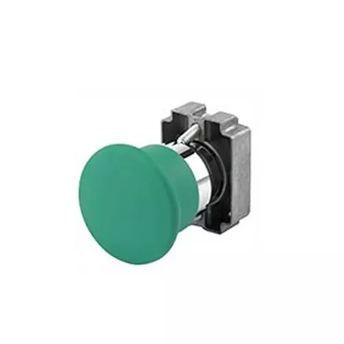 TNI Metal Mushroom Actuator Green Color 22.5 mm Cut Out Diameter and 40 mm Latching, AM22-M40-G
