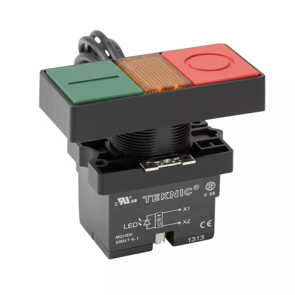 Teknic Twin Illuminated Actuator with Integral LED 6 V AC Double Flush Red, Green and Amber, P2ATLR5LF3F4(IO) 6 V AC