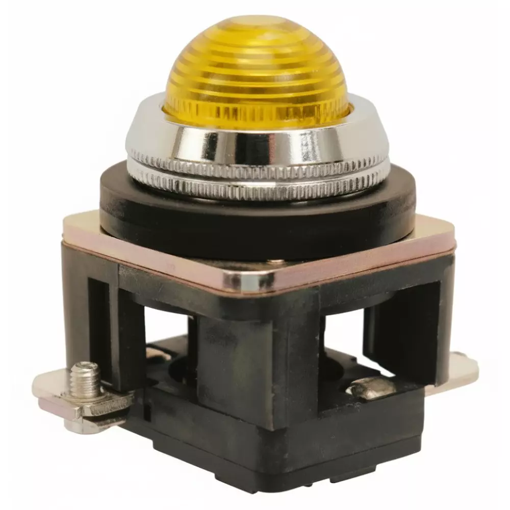Teknic Illuminated Flush Actuator With Led Bulb MCB15 24 VAC Yellow Bulb Color & Yellow Lens, PLB8LB