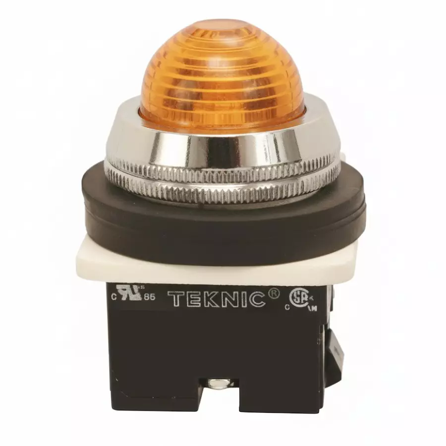 Teknic Illuminated Flush Actuator With Pilot Light 230 VAC Amber Bulb Color & Amber Lens, PLBR5L