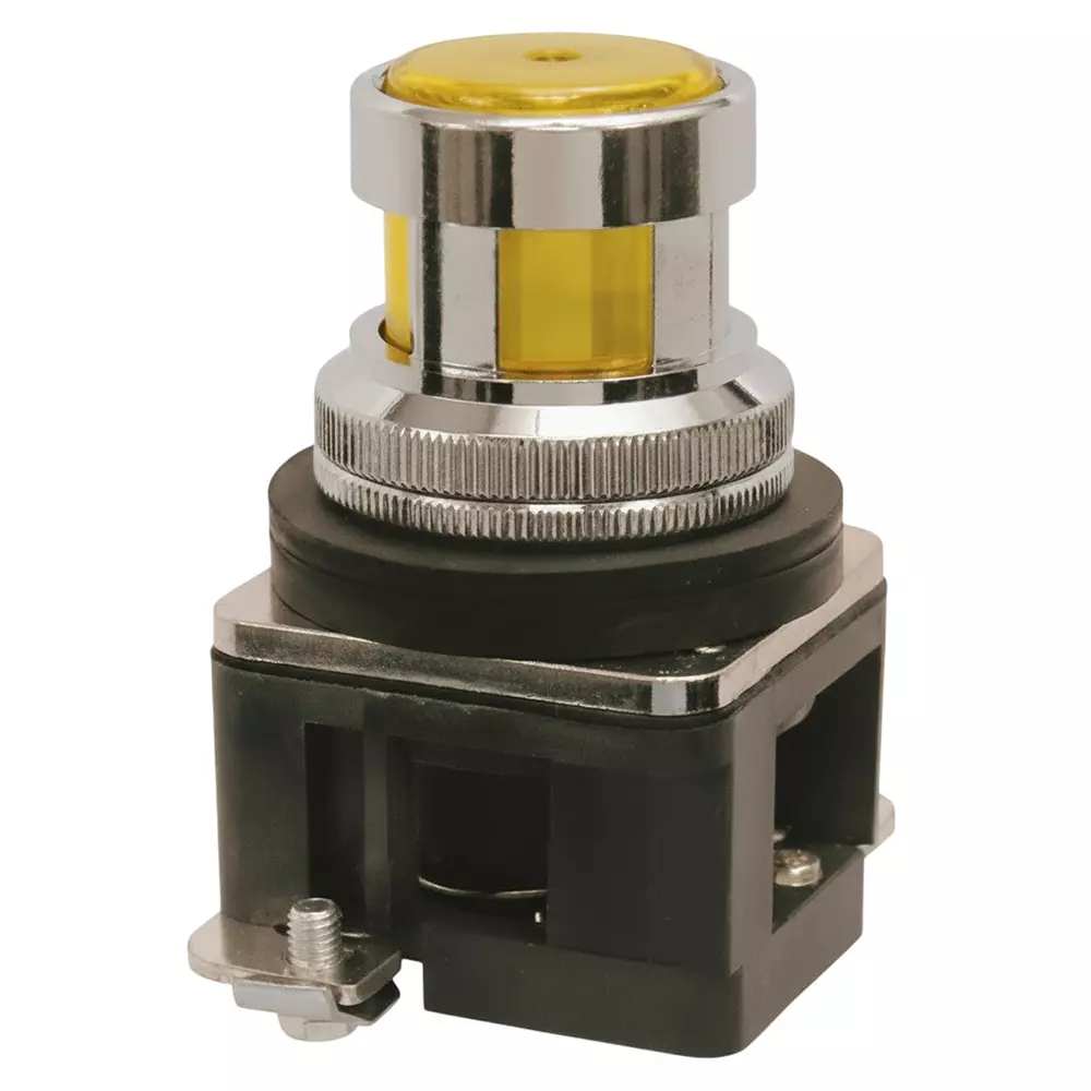Teknic Illuminated Flush Actuator With Led Bulb MCB15 24 VAC Yellow Bulb Color & Yellow Lens, ALF8LB