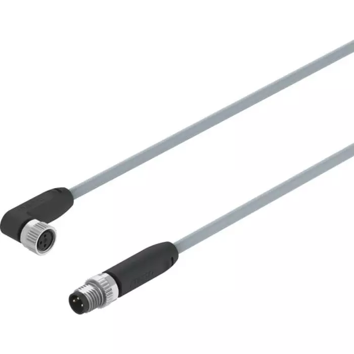 Festo Right Angle Male 3 way M8 to Straight Female 3 way M8 Actuator/Sensor Cable, 1 m, NEBA-M8W3-U-1-N-M8G3
