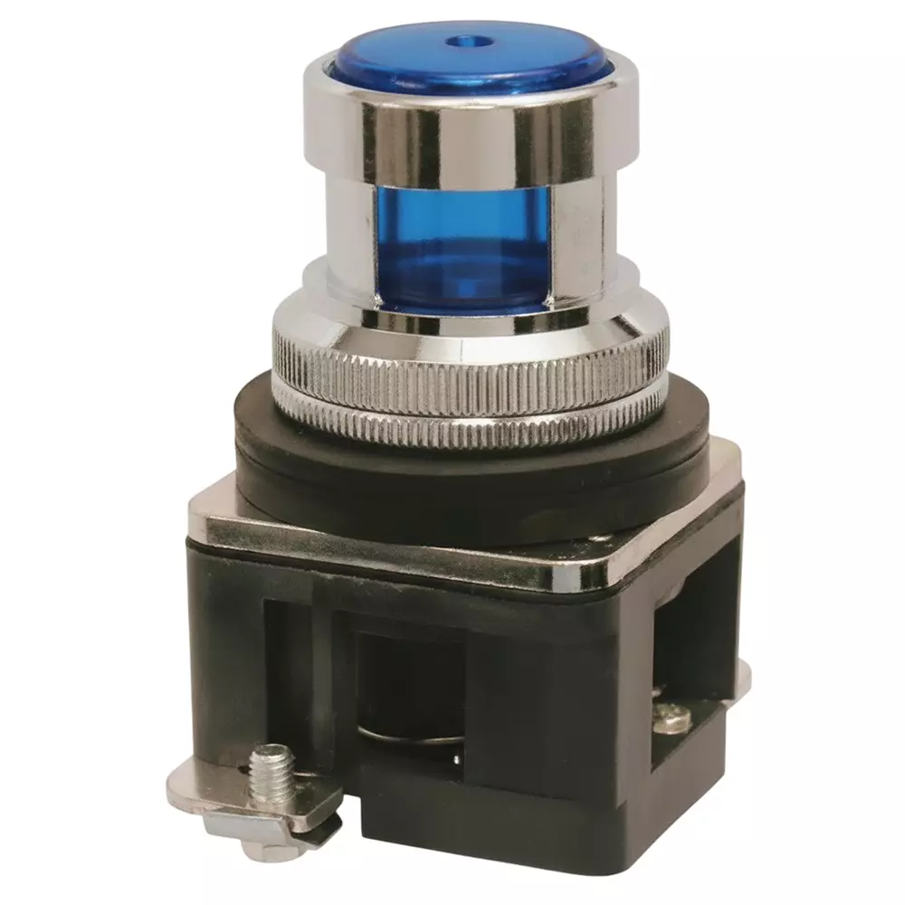 Teknic Illuminated Flush Actuator With Led Bulb MCB15 24 VDC Blue Bulb Color & Blue Lens, ALF6LB
