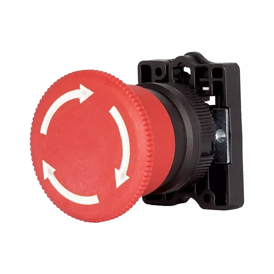 TNI Plastic Emergency Actuator 50/60 Hz Operating Frequency 22.5 mm Cut Out Diameter and 40 mm Latching, AP22-E40R