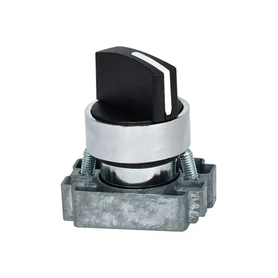 TNI Metal Selector Actuator Spring Return Comfortable Finger Press 2 Position and 22.5 mm Cut Out Diameter, SA2-SR-BK