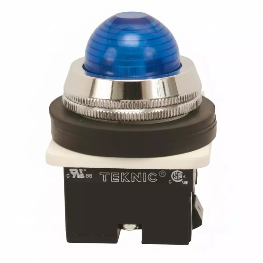 Teknic Illuminated Flush Actuator With Pilot Light 6 V Blue Bulb Color & Blue Lens, PLBR6L