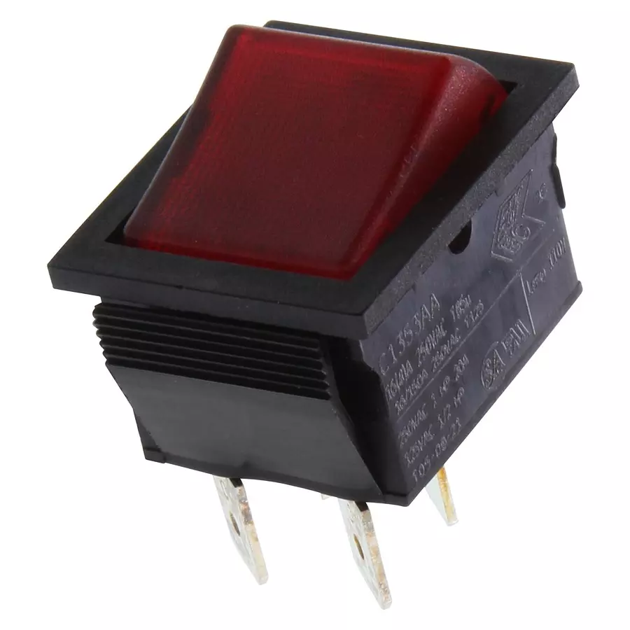 ARCOLECTRIC (BULGIN LIMITED) SWITCH, ROCKER, ILLUMINATED, DPST, 16A, 250VAC, RED, C1353AABR2-B