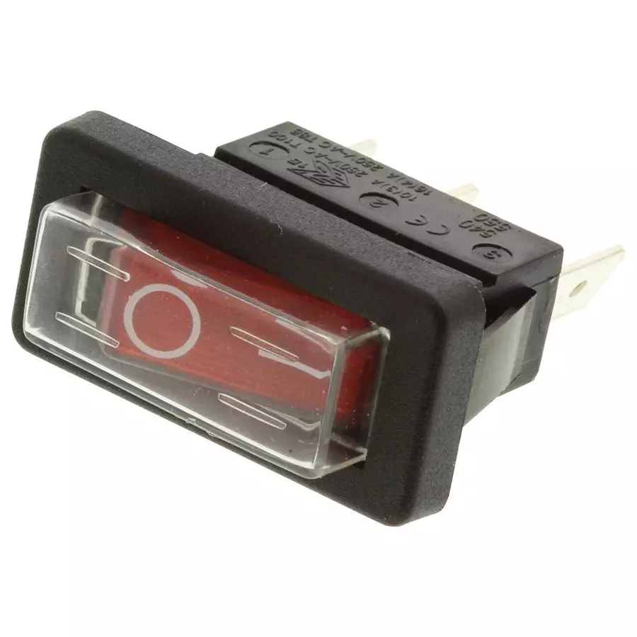 ARCOLECTRIC (BULGIN LIMITED) SWITCH, SPST, 16A, 250VAC, RED, I/O, C5503ALNEA