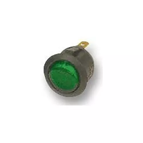 ARCOLECTRIC (BULGIN LIMITED) ROCKER SWITCH, SPST, ILLUM GREEN, R13112BNAB