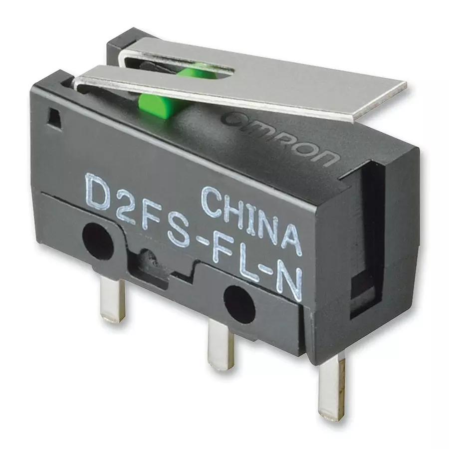 OMRON ELECTRONIC COMPONENTS MICROSWITCH, LEVER, SPST, 0.1A, 6VDC, D2FS-FL-N-T