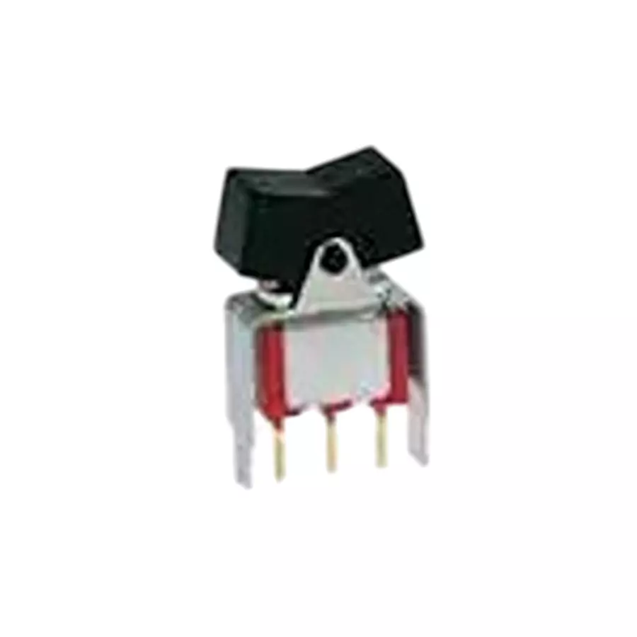 E-SWITCH Miniature Rocker Switch Non-Illuminated Quick Connect Termination 5 Amp Rocker Actuator 28 V DC, 300SP4R7BLKM3QEBLK