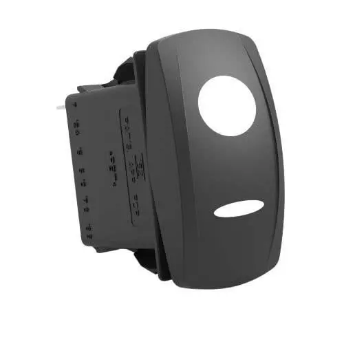 CARLING TECHNOLOGIES Rocker Switch Illuminated Quick Connect Termination 20 Amp Rocker Actuator 12 V DC, V1D2GHHB-G9C00-000
