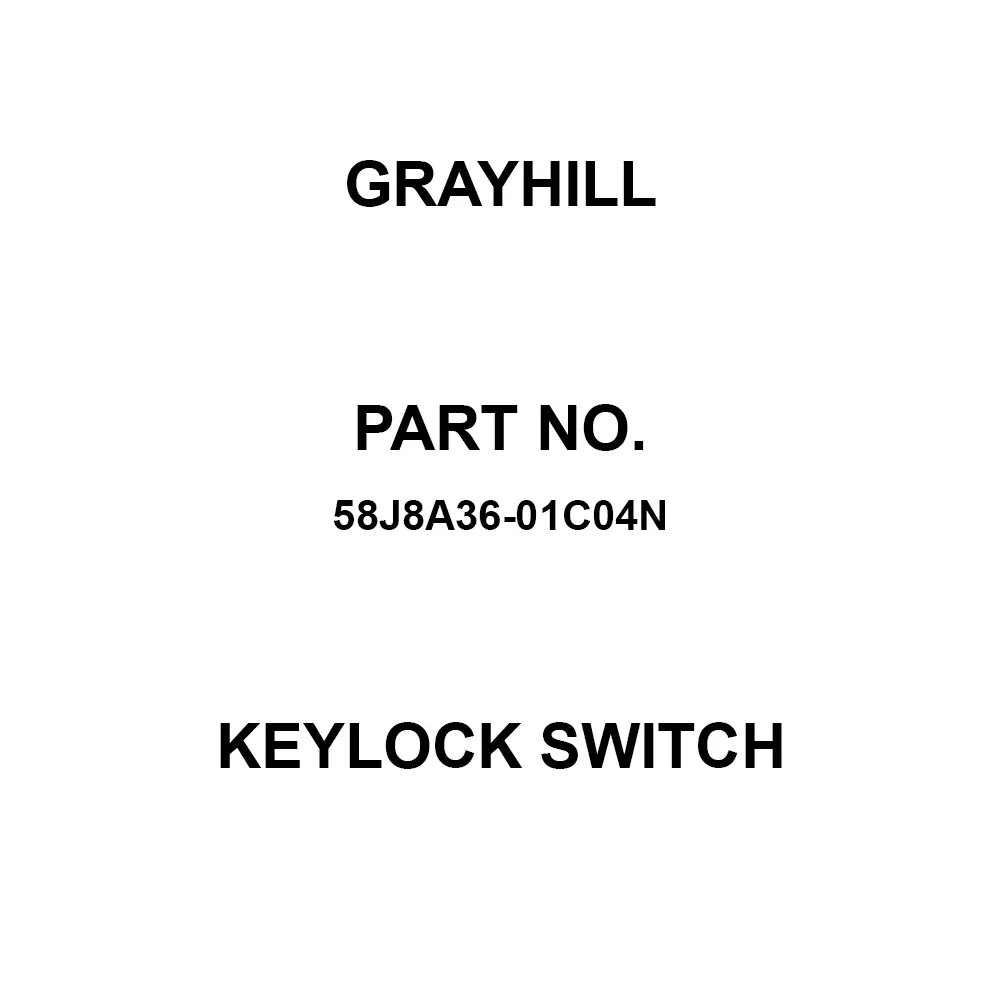 GRAYHILL Keylock Switch Non-Illuminated, 58J8A36-01C04N